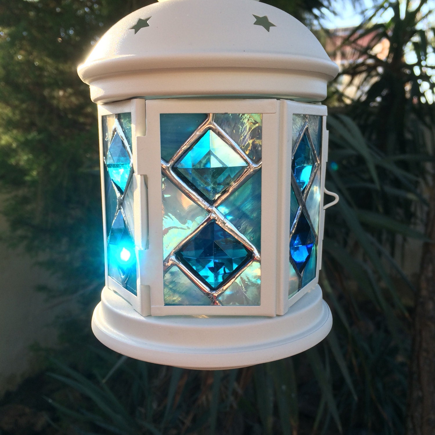 lantern stained glass lantern centerpiece wedding