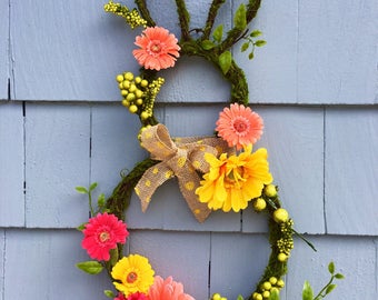 Easter Wreath, Easter Bunny Wreath, Spring Wreath, Easter Decor, Wreath for Easter, Easter Decor, Bunny Shaped Wreath, Rabbit Shaped Wreath