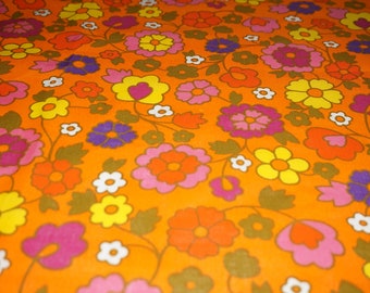 Vintage fabric cotton fabric hippie tissu cotton 70's flower power - 70s unused / new 50x115cm / 19 x 45 '