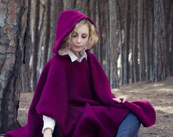 Autumn winter fairytale Elvish cloak hooded Cape bordeaux