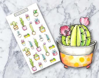 Cacti & Succulents / Planner Stickers / Hand Drawn / Doodle / Tracking / Fits Erin Condren and MAMBI / Filofax / Kikki K / Scrapbook