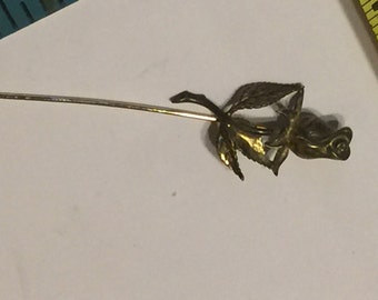 Vintage Sterling Silver Hat pin Stick pin with roses