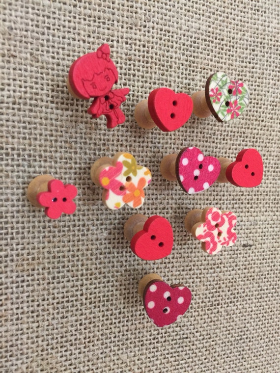 RED Push Pins - FREE UK Shipping - Decorative Red Button Push Pins - Bright Red Novelty Push Pins - Pretty Girls Push Pins - Thumb Tacs