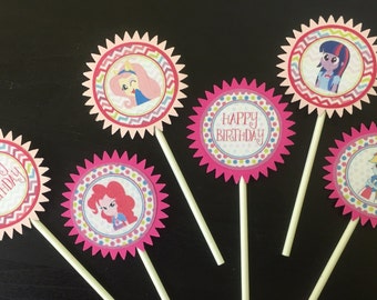 My Little Pony Equestria Girls Cupcake Toppers (6), equestria Birthday Party, pony cupcake topper, equestria cake topper, my little pony