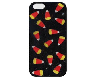 Halloween Phone Case, iPhone 6 6s Candy Corn Case Orange Black Glitter Custom One of a Kind