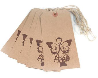 Gift Tags, Angel Tags, Butterfly, Fairy Tags, Shabby Vintage, Primitive Tags, Large Hang Tags, Merchandise Tags, Rustic, Kraft Tags, Grungy