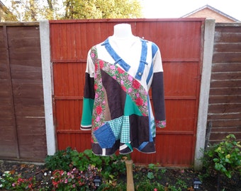 upcycled plus size clothing shabby chic clothing plus size upcycled denim tunic boho hippie clothes recycled bohemian upcycled tunic tops