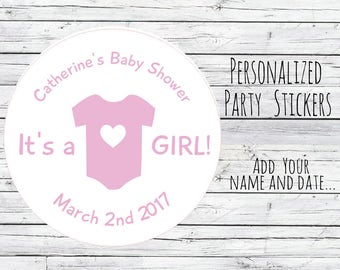 12, 20, 35 Personalized Baby Girl Baby Shower Favor, Favor Tags, Labels, Pink Blue,Thanks for Coming, Baby Stickers, Boy You Choose Size