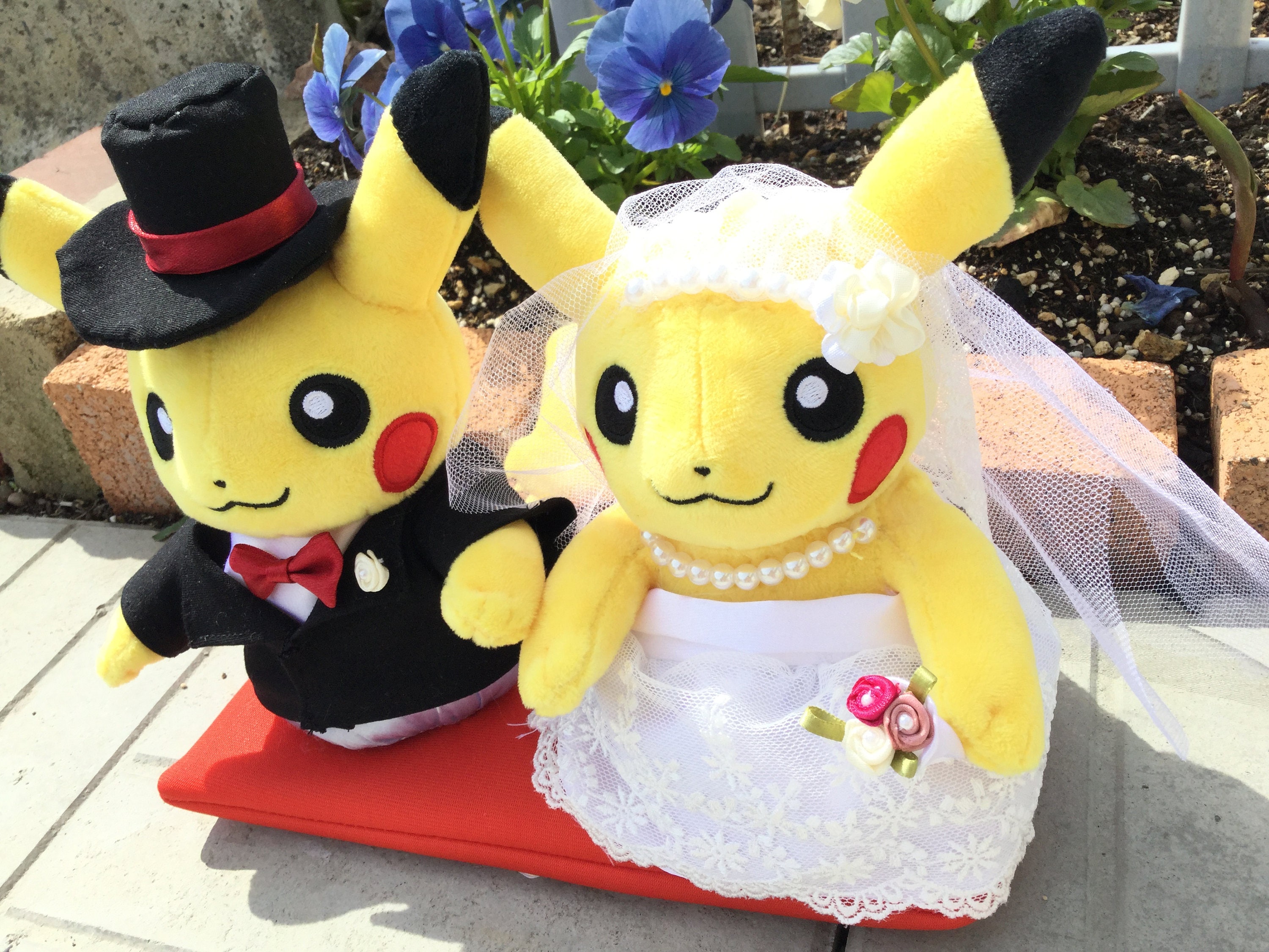 pokemon pikachu couple wedding dress tuxido plush doll june