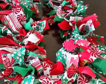 Christmas Garland, Christmas Rag Garland, Holiday Garland, Christmas Decoration