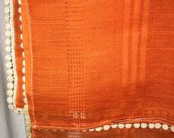 Vintage~Orange Tablecloth~ 52 " x 59" beautiful