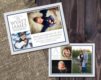 BABY ANNOUNCEMENT CARD - Digital jpeg File! | New Baby Card | Family Photo Cards