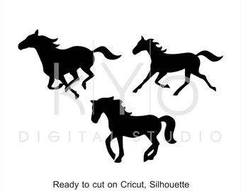 Horse Silhouette SVG cut files, Horse Clipart, Running horse Mustang Equestrian cuttable svg dxf png eps files for Cricut and Silhouette