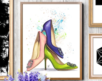 Items similar to Art Print - Fashion Illustration Print - Shoes ...