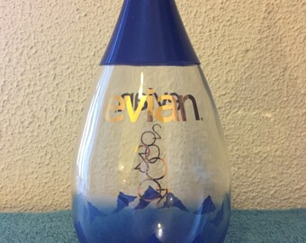 Retro Evian Glass Water Bottle, Made in France
