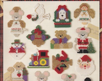 Christmas Magnets, Leisure Arts Plastic Canvas Pattern Booklet 1465 Classic Holiday Fridgies Motifs