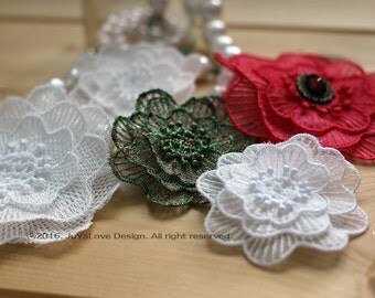 3D Flower Lace Applique And FSL Embroidery Design File . Organza and Lace Motif Design Embroidery File Instant Download