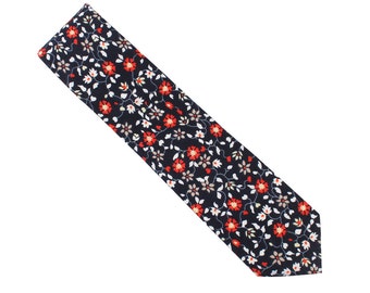 Floral Skinny Tie for Men Cotton Tie Amaryllis Mens Tie Husband Gift Graduation Tie Mens Necktie for Him Flower Tie