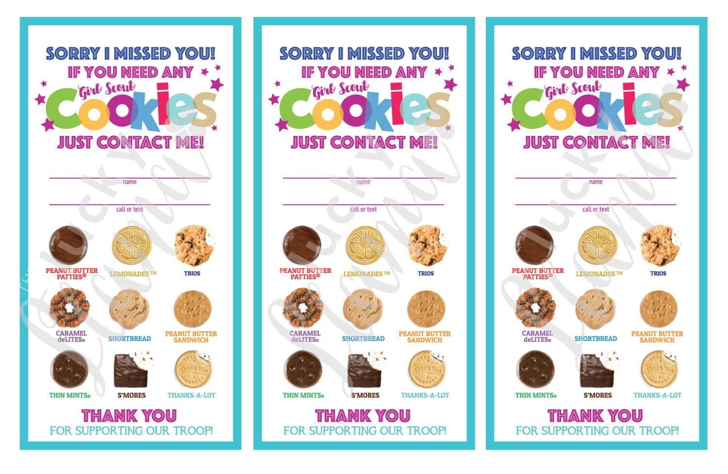 Girl Scout Cookie Door Signs Sorry We Missed You Printable