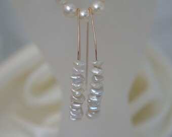 Keshi Pearl rose gold plated earrings of keshi pearls earrings rose gold filled