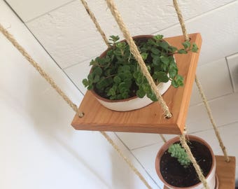Hanging Planter, House Planter, Corner Hanging Planter, Wooden Planter, Indoor Planter