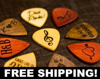 Personalized Guitar Picks - Custom Guitar Pick - One Custom Pick - Custom Engraved Guitar Pick - Wood Guitar Picks - Custom Musician Gift