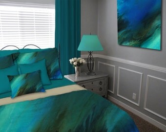 Bedroom Decor Turquoise master bedroom decor | etsy Bedroom Decor Turquoise master bedroom decor | etsy