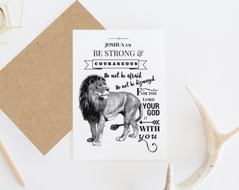 Be Strong And Courageous | Joshua 1:9 | Scripture Art | Bible Verse Art | Strong Quote | Courageous Quote | Motivational Card