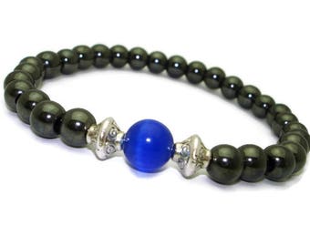 Buddhist mala bracelet mens jewelry for boys Blue stone bracelet homme Positive energy jewelry for anniversary Healing energy stones crystal