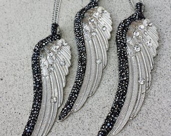 KELITCH Angel Wings Opal Pendant Necklace – 925 Sterling Silver, Adjustable 16-18", Gift Box