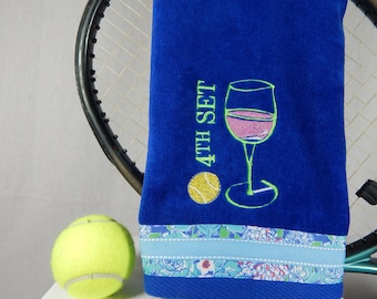 Royal Blue or pick your own color "4th Set Wine" Tennis Towel