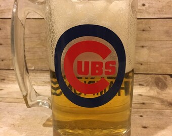Chicago Cubs, 2016 World Series Champions, Cubs Beer Mug, Man Cave Gift, Gift for Dad, World Series Cubs Beer Mug