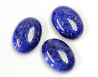 18X13mm Oval Lapis Lazuli Cabochon with Flat Back and Medium Dome - Genuine Gemstone - Oval - sold as pair of stones (2)