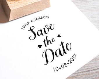Save the Date Stamp • Wedding monogram • Wedding logo • DIY wedding • Wood stamp which a handle