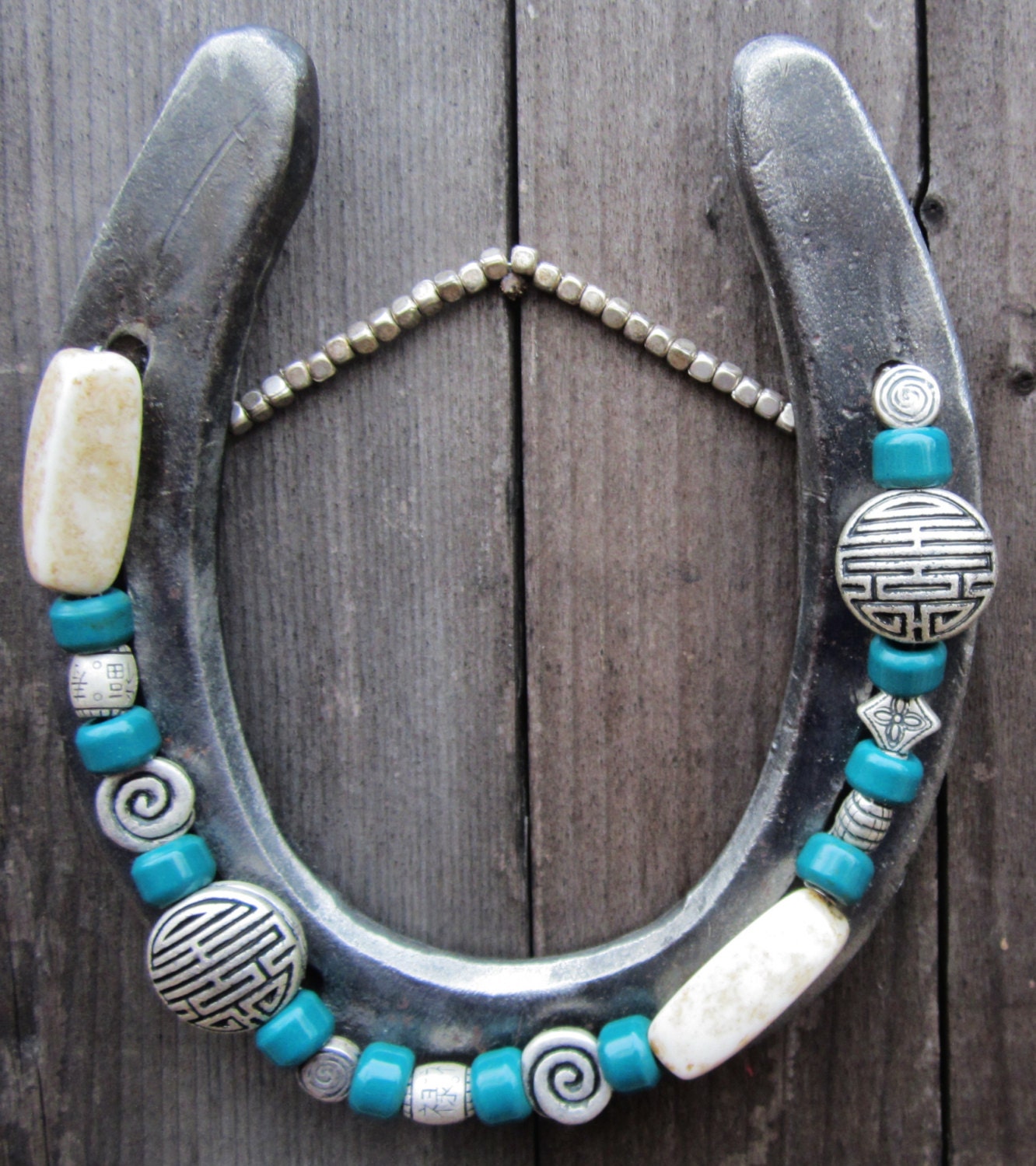 Horseshoe decorated with beads by on Etsy