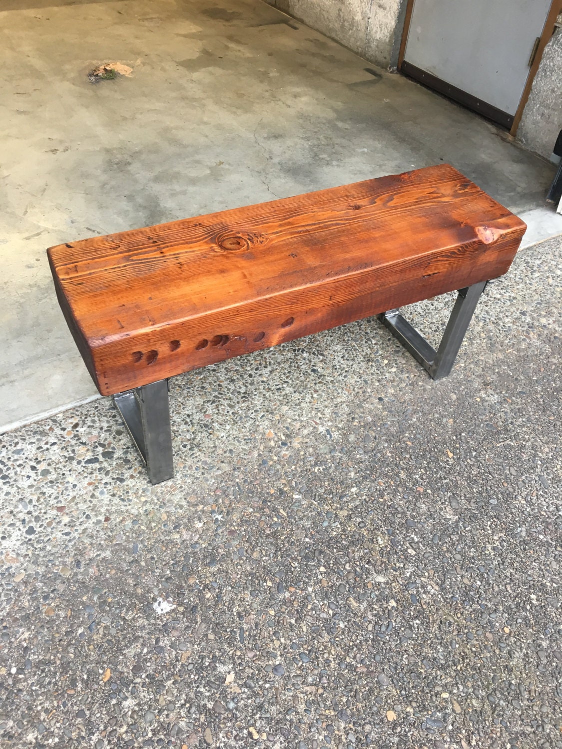 Industrial Reclaimed Beam Wood Bench