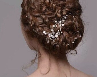 Pearl hair pins, wedding hair pins, decretive pins, pearl and silver pins, flower hair pins, flower pins