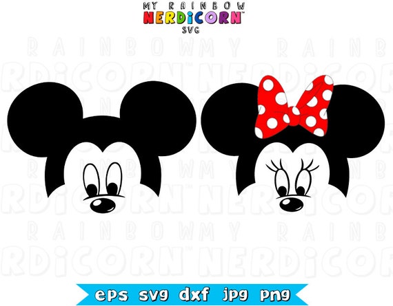 Mickey Minnie Mouse half head svg png jpg by RainbowNerdicornSVG