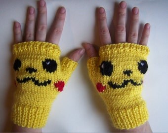 Pikachu Fingerless Gloves--Pikachu Arm Warmers