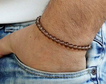 Mens Bracelet Men Bracelete bracelet perle homme Beaded Men Bracelet Men Bracelet Men's Beaded Bracelet Men's Bracelets smoky quartz 6mm