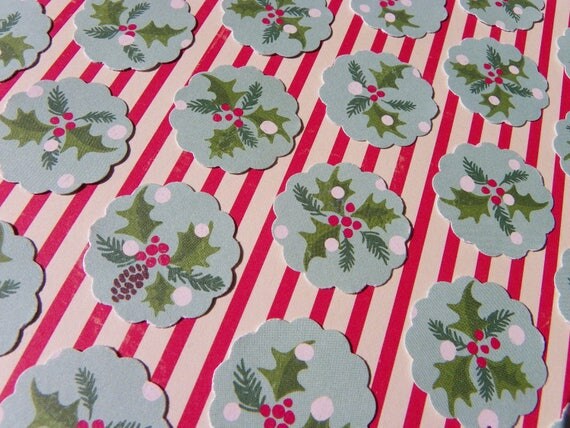 25 Christmas Holiday Envelope Seals STICKERS Made From