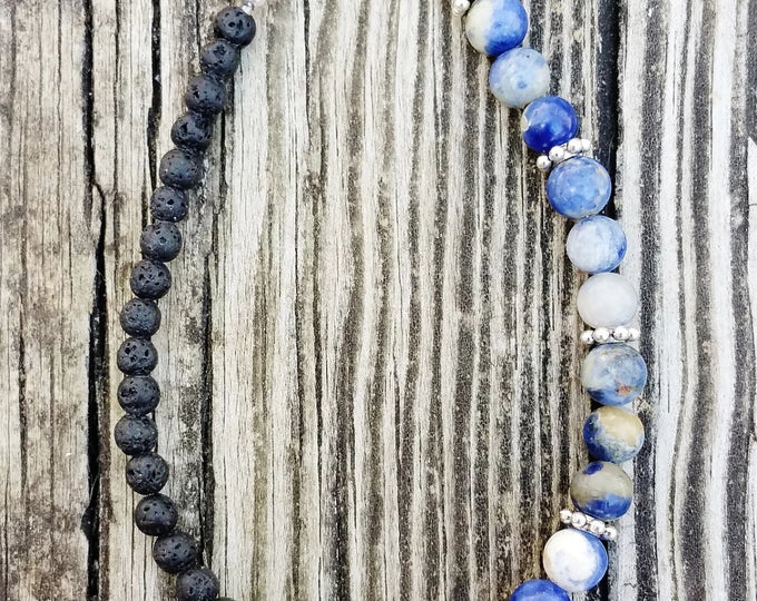 Sodalite and Lava Aromatherapy Essential Oil Diffusing Bracelet, Metaphysical Jewelry, Unique Birthday Gift