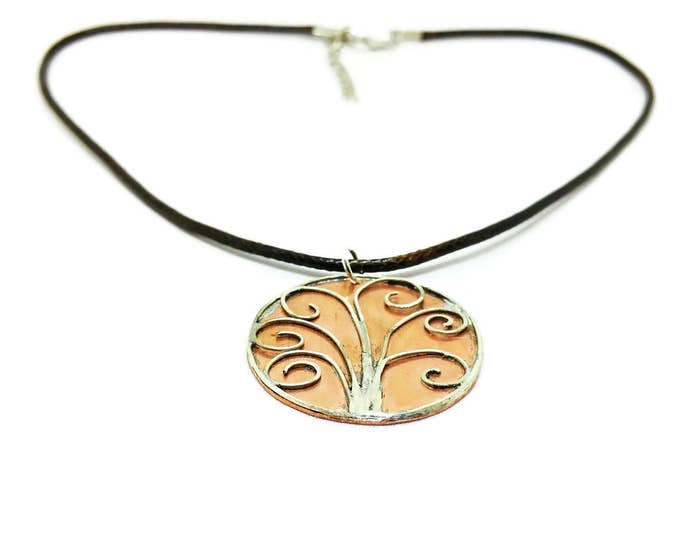 Sterling Silver Tree of Life Pendant, Copper & Silver Tree of Life Necklace, Mixed Metal Necklace, Mother's Day Gift, Unique Birthday Gift