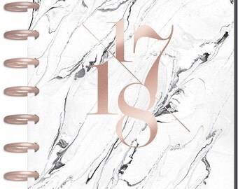 Sale! 2017-2018 Classic Happy Planner - Modern Marble - 18-Month Planner/White Marble with Rose Gold Cover/Rose Gold Discs/