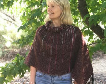 Women' Poncho Handwoven in Mohair & Wool Elegant Maternity
