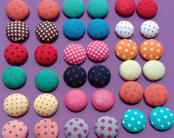 10x fabric cabochons buttons flatback mixed beads Round 15-18mm jewellery making earrings glue on Embellishments scrapbooking UK