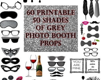 50 Shades of Grey Photo Booth Props Set Glitter Printable Instant Download party favor game bdsm erotic bachelorette adult photo props sexy