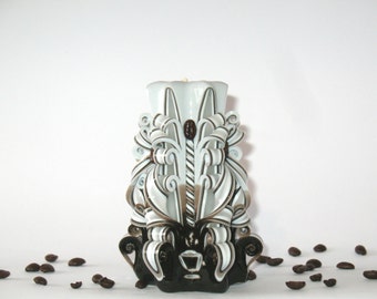Coffee Carved candles Candle carved Dekor coffee bean brown candle hand carved candles Present coffee candle