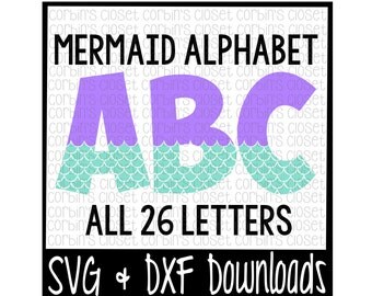 Mermaid Alphabet * Mermaid Pattern Cut File - SVG & DXF Files - Silhouette Cameo, Cricut