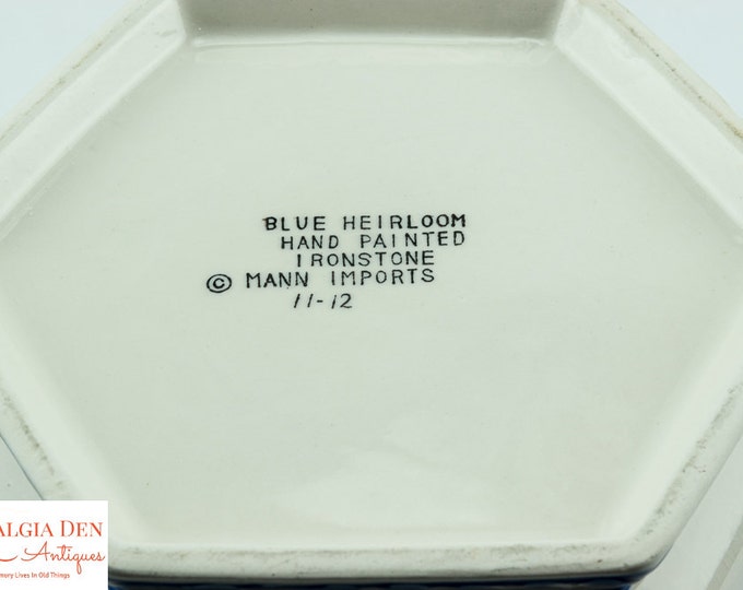 Vintage Mann Imports | Blue Heirloom | Ironstone China | Soup Tureen Server